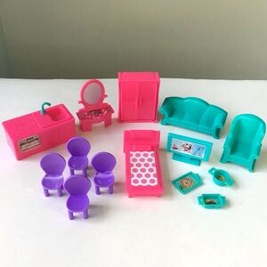 Kid Connection Doll House Furniture 14 Pc Lot Plastic Accessories Toys